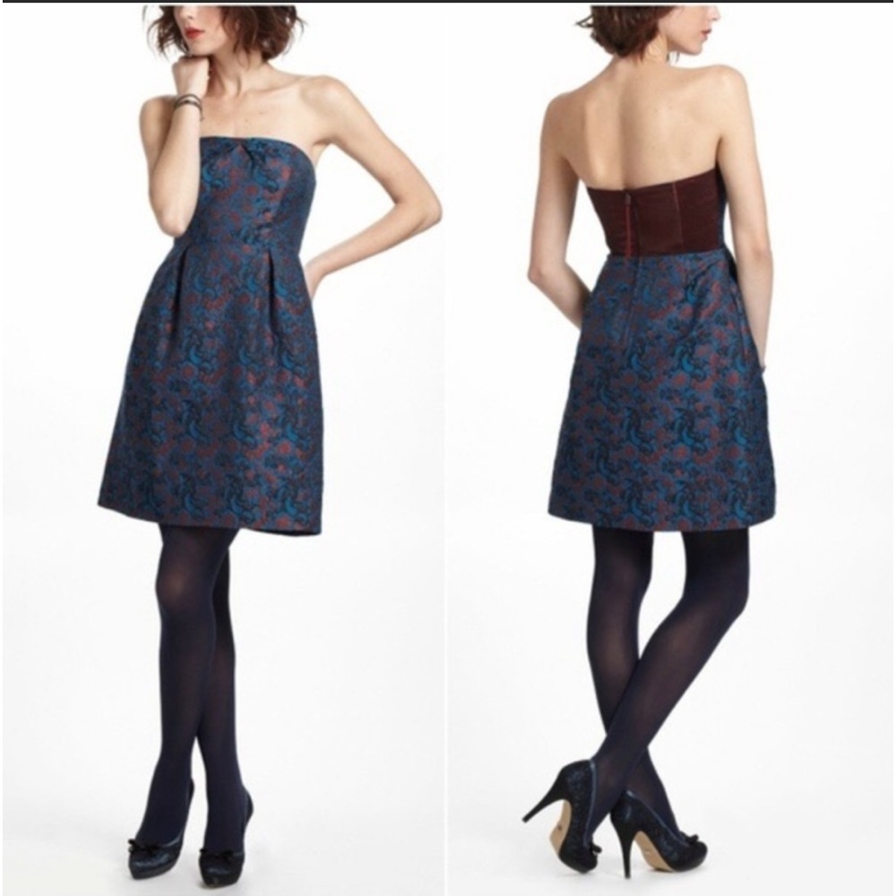 Anthropologie Leifnotes Paprika Brocade Dress